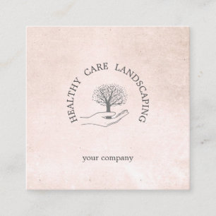 Carte De Visite Carré Main avec arbre