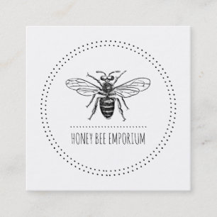 Carte De Visite Carré Main Tirée Abeille En Cercle