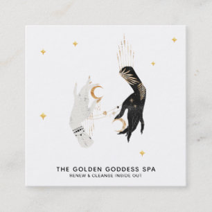 Carte De Visite Carré *~* Mains Stars Lune Mystic Gold Palm Feuilles Spa