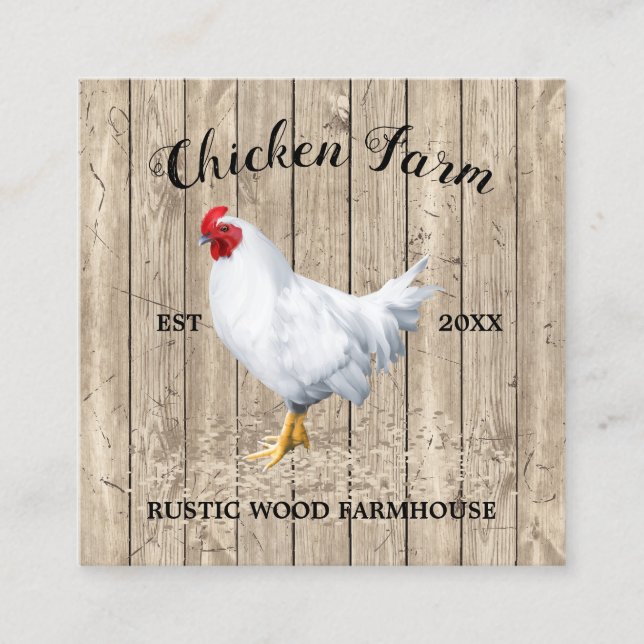 Carte De Visite Carré Maison de poulets en bois rustique (Devant)