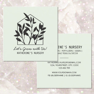 Carte De Visite Carré Maison Shop Nursery Moderne Abstrait Minimal