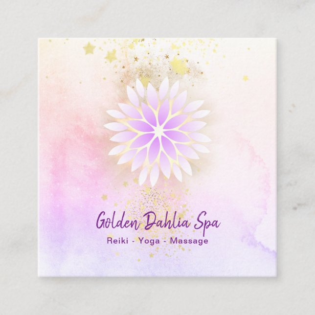 Carte De Visite Carré *~* Mandala Dahlia Pastel Lavande rose (Devant)