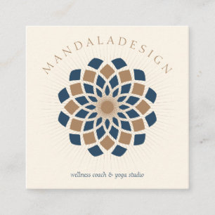 Carte De Visite Carré Mandala de la marine Brown
