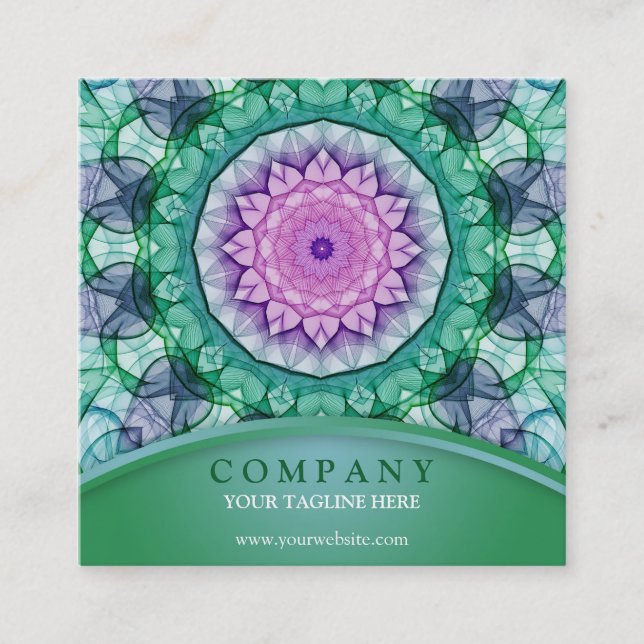 Carte De Visite Carré Mandala de nénuphar (Devant)