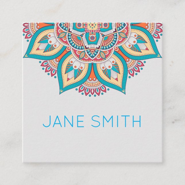 Carte De Visite Carré Mandala design design moderne stylisé industrie cr (Devant)