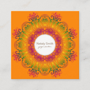 Carte De Visite Carré Mandala. floral ethnique