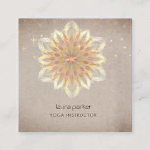 Carte De Visite Carré Mandala Holistique Lotus Floral Zen Méditation Yog
