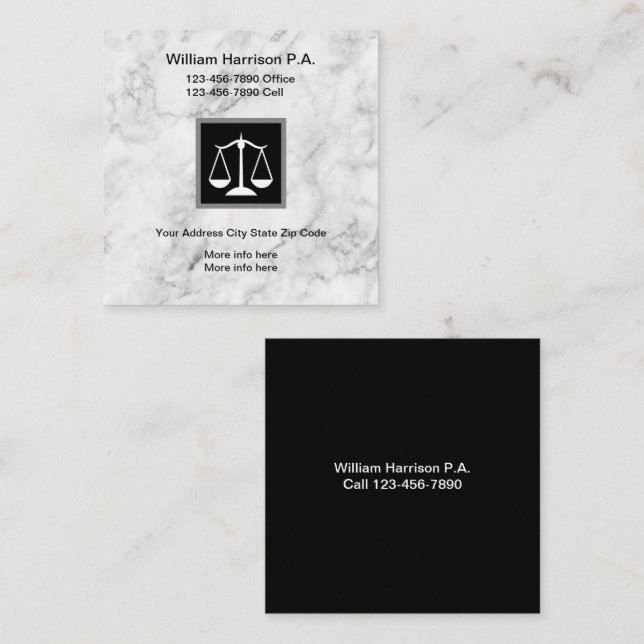 Carte De Visite Carré Mandataire unique chique Businesscards (Devant / Derrière)