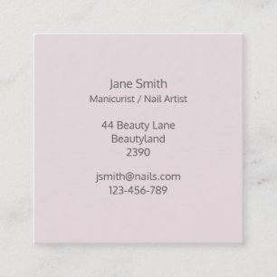 Carte De Visite Carré Manicuriste, Artiste des ongles, Technicien des on