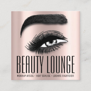 Carte De Visite Carré Maquillage Artiste Cheveux Eyelash Lux Rose QR COD