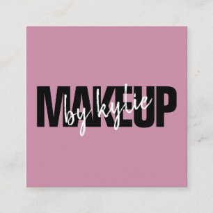 Carte De Visite Carré Maquillage artiste chic typographie script violet 