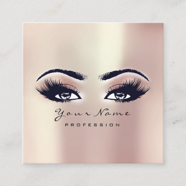 Carte De Visite Carré Maquillage Artiste Eyebrow Eye Lash Rose Carré (Devant)