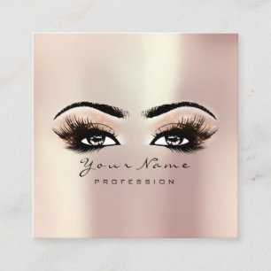 Carte De Visite Carré Maquillage Artiste Eyebrow Eye Lashes Rose Carré r