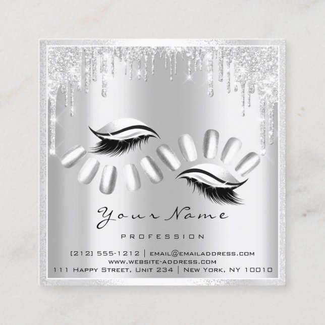 Carte De Visite Carré Maquillage Artiste Eyelash Extension Gray Drives N (Dos)