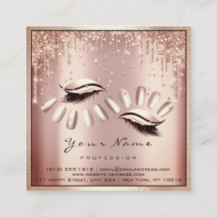 Carte De Visite Carré Maquillage Artiste Eyelash Extension Rose Drives N