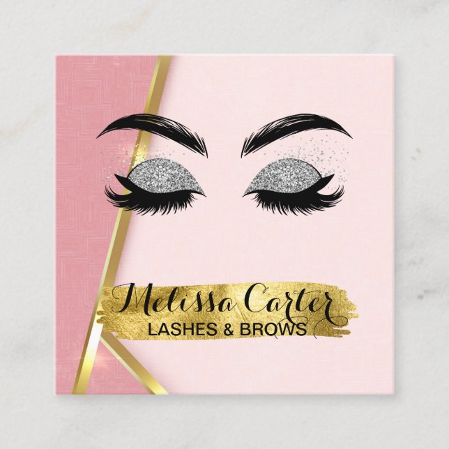 Carte De Visite Carré Maquillage Artiste Eyelash Extensions Lashes Brows (Devant)