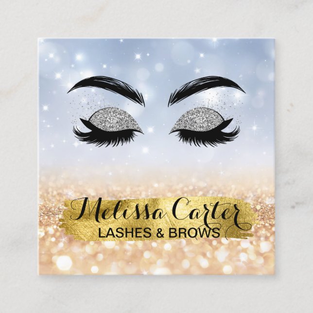 Carte De Visite Carré Maquillage Artiste Eyelash Extensions Lashes Brows (Devant)