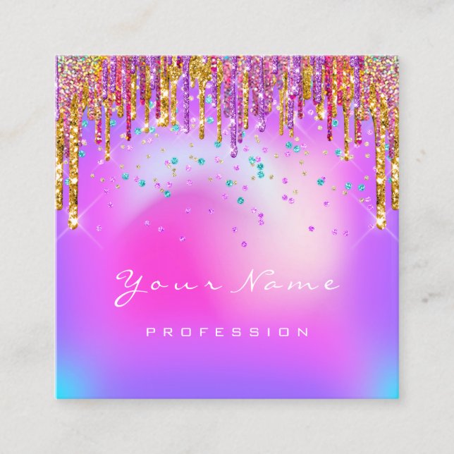 Carte De Visite Carré Maquillage Artiste Eyelash Logo Purple Gold Drives (Devant)