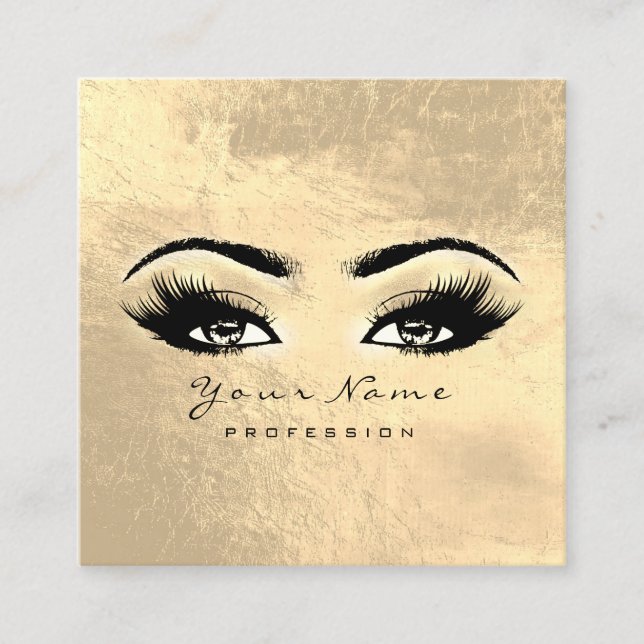 Carte De Visite Carré Maquillage Artiste Eyes Extension Lashes Gold Carr (Devant)