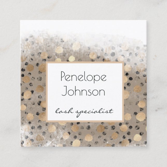 Carte De Visite Carré Maquillage Artiste Gold Pois Glam (Devant)