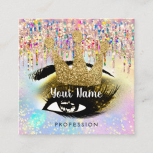Carte De Visite Carré Maquillage Artiste Lashes Studio Gold Holographe C