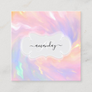 Carte De Visite Carré Maquillage Artiste Nails Lash Holographe Unicorne