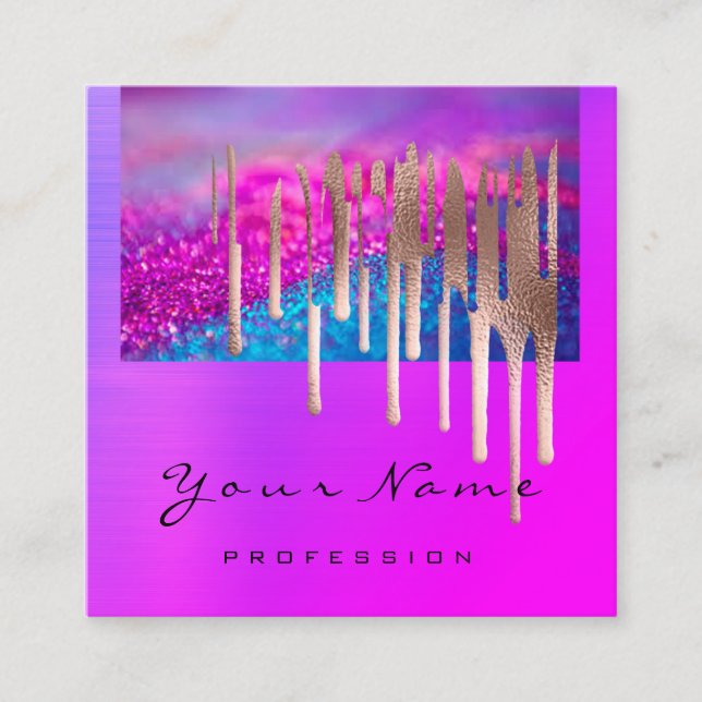 Carte De Visite Carré Maquillage Artiste Nails Salon Rose Drives rose (Devant)