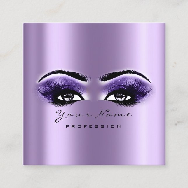 Carte De Visite Carré Maquillage Artiste Oeil sourcil Lash Violet violet (Devant)