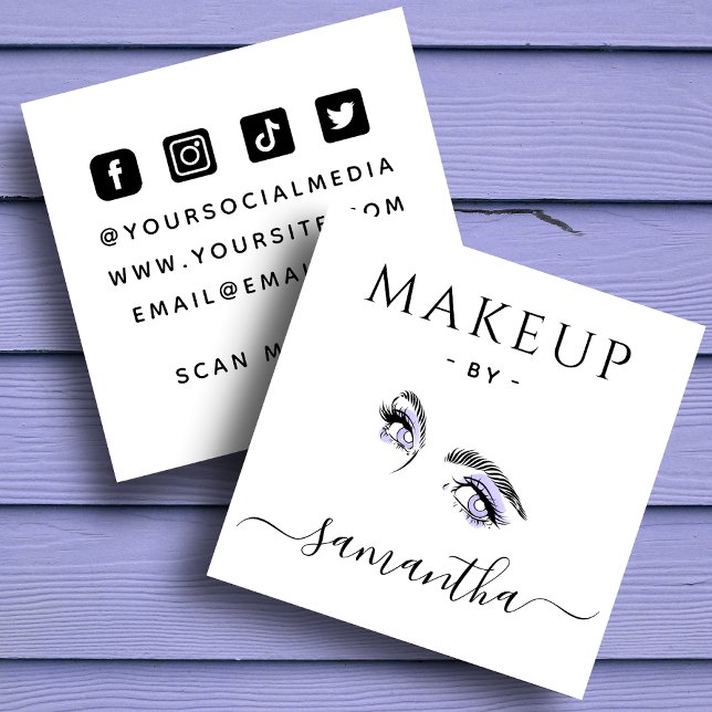 Carte De Visite Carré Maquillage Artiste Purple Oye Brow Social Media Co (Créateur téléchargé)