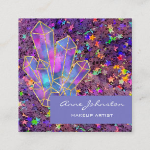 Carte De Visite Carré Maquillage Artiste Purple Star Parties scintillant