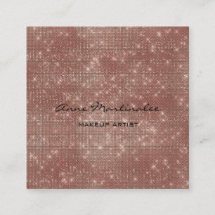 Carte De Visite Carré Maquillage Artiste Rose Gold Sparkle Parties scint