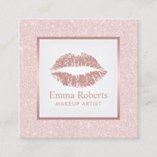 Carte De Visite Carré Maquillage Artiste Rose Lips or Blush Pink Parties