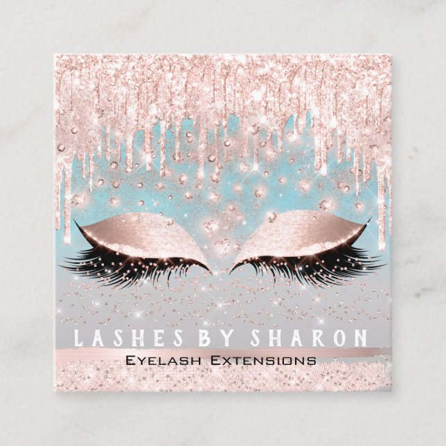 Carte De Visite Carré Maquillage Artiste Yeux Lashes Crystal Drivers Ros (Devant)