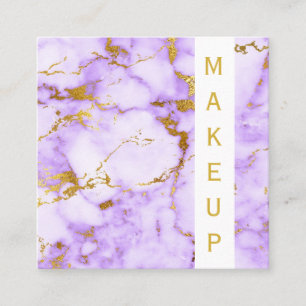 Carte De Visite Carré Maquillage de marbre pourpre Girly d'or chic de