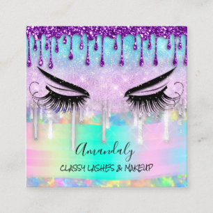 Carte De Visite Carré Maquillage Eyelash Microblade Nails Studio Purple 