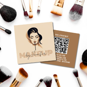 Carte De Visite Carré Maquillage par Chic Custom Professionnel Code QR M