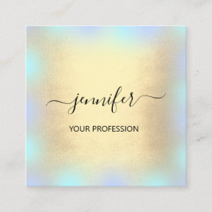 Carte De Visite Carré Maquillage professionnel Blue Ombré Gold Ombre.