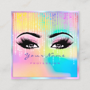 Carte De Visite Carré Maquillage Rainbow Professional Eyeash Holographe 