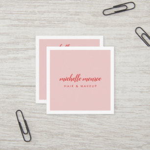 Carte De Visite Carré Maquilleur rose/rouge chic, coiffeur