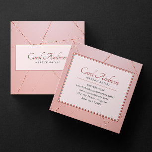 Carte De Visite Carré Maquilleuse Rose Gold Maquillage de Mariée Cils So
