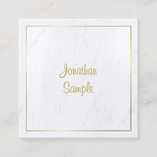 Carte De Visite Carré Marbre blanc moderne professionnel Gold Script Lux