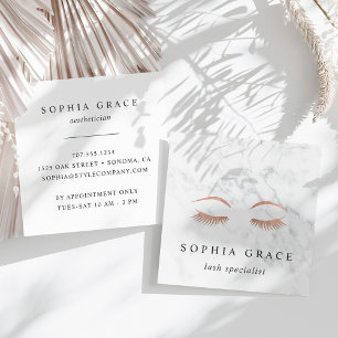 Carte De Visite Carré Marbre & Rose Gold Lashes & Brows Beauté