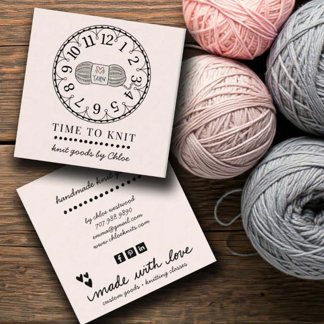 Carte De Visite Carré Marchandises Knit artisanales (Créateur téléchargé)