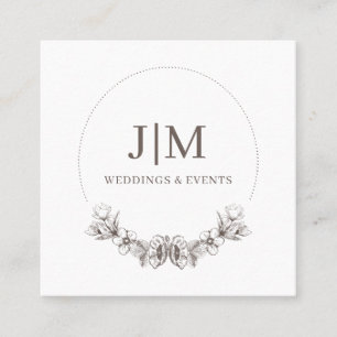 Carte De Visite Carré Mariage Monogramme Minimaliste Chic Et Planificate