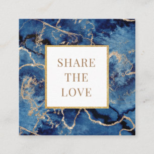 Carte De Visite Carré marine bleu vagues or salon spa Loyalty Card