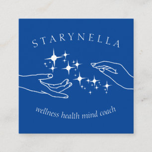 Carte De Visite Carré Marine White Stars Énergie Mains Reiki Thérapie