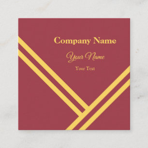 Carte De Visite Carré Maroon Gold Diagonal Stripes Design graphique mode