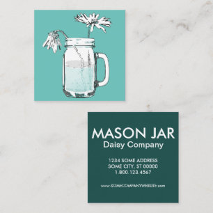 Carte De Visite Carré mason jar daisies