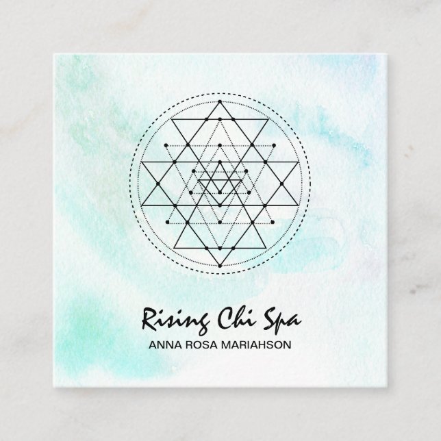 Carte De Visite Carré *~ Massage Pastel Yoga Géométrie Sacrée Reiki (Devant)