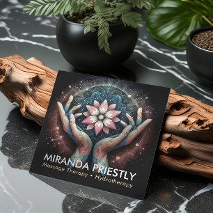 Carte De Visite Carré Massage Thérapie Guérison Mains Énergie Spa Bien-ê